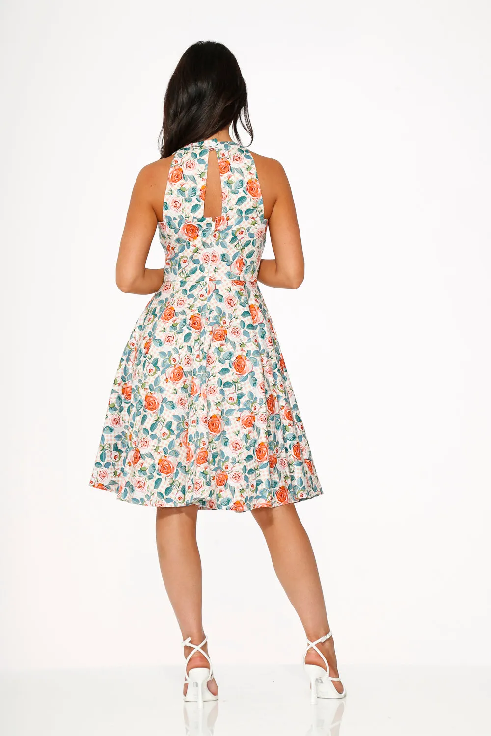 23870 Pink Floral Swing Dress