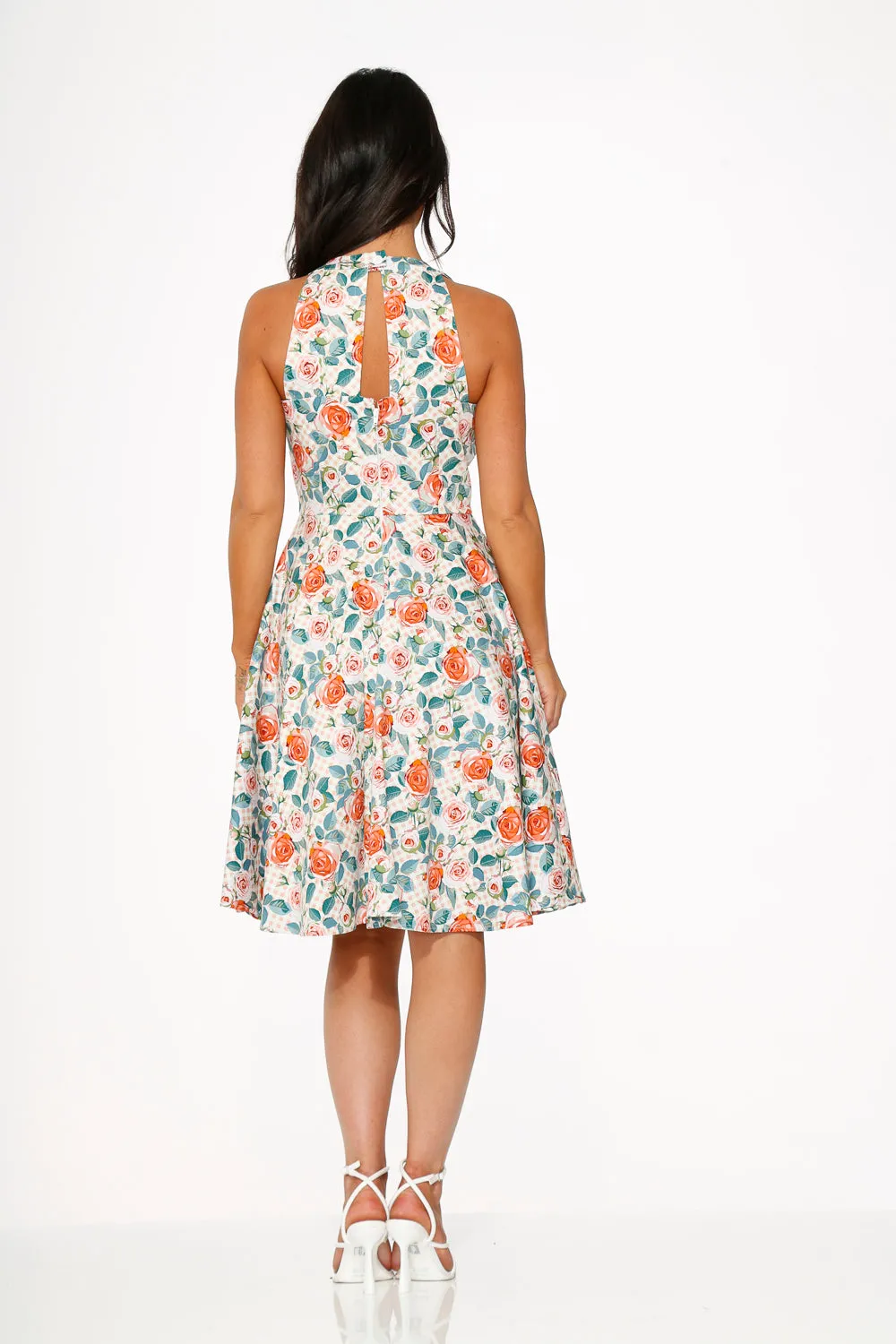 23870 Pink Floral Swing Dress