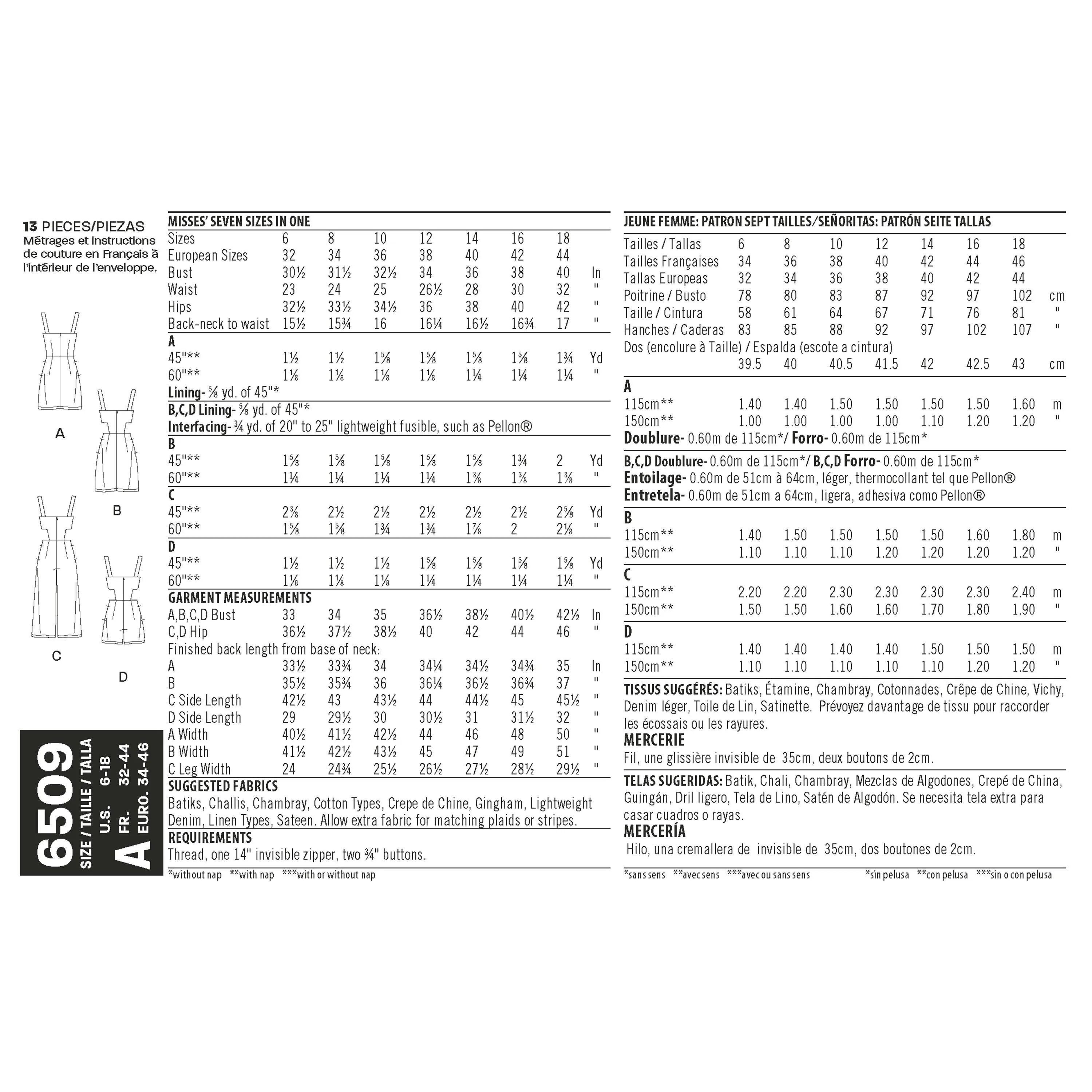 6509 New Look Pattern 6509 Women’s   Jumper, Romper, and Dress with Bodice Variations