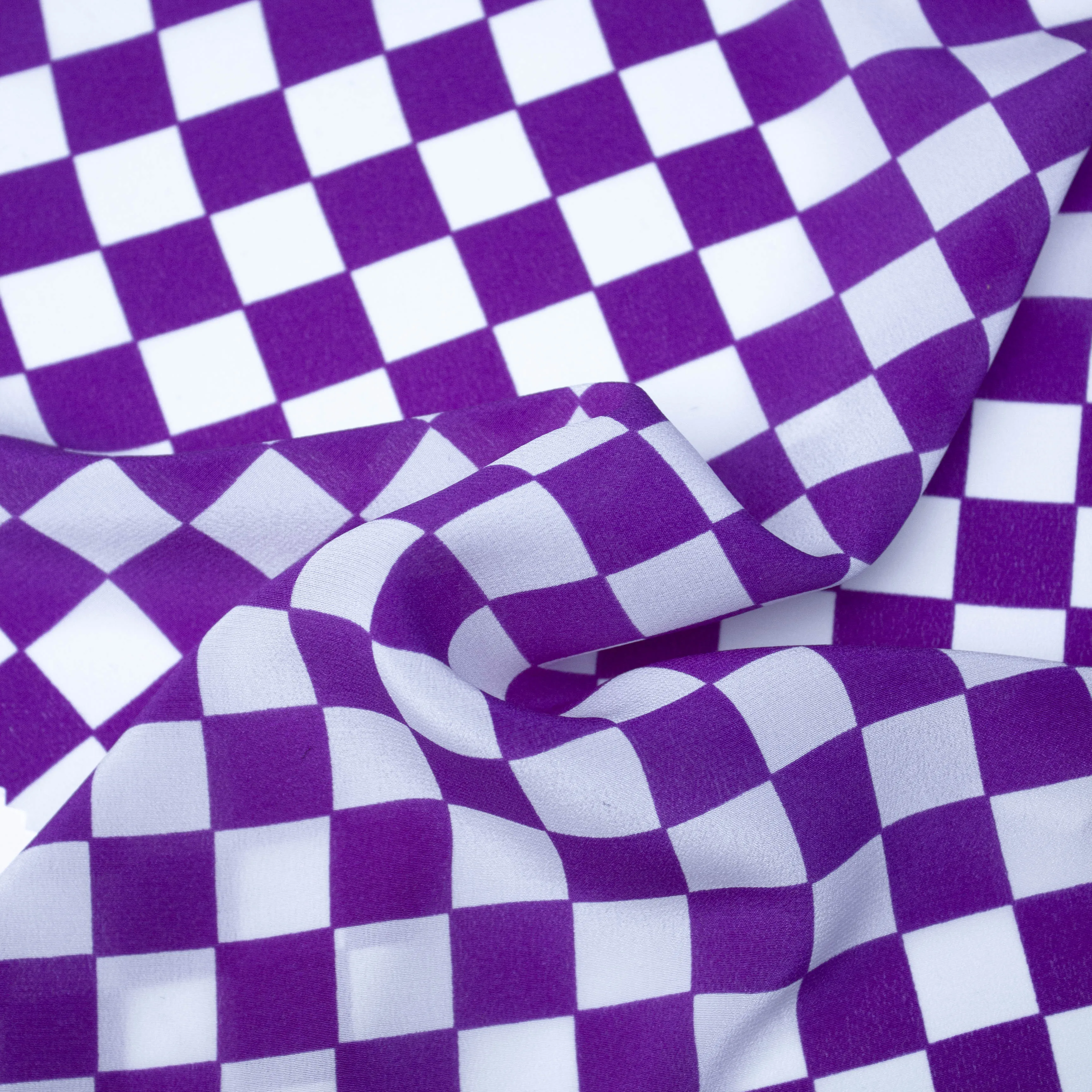 Acris Purple Check Silk Crepe de Chine