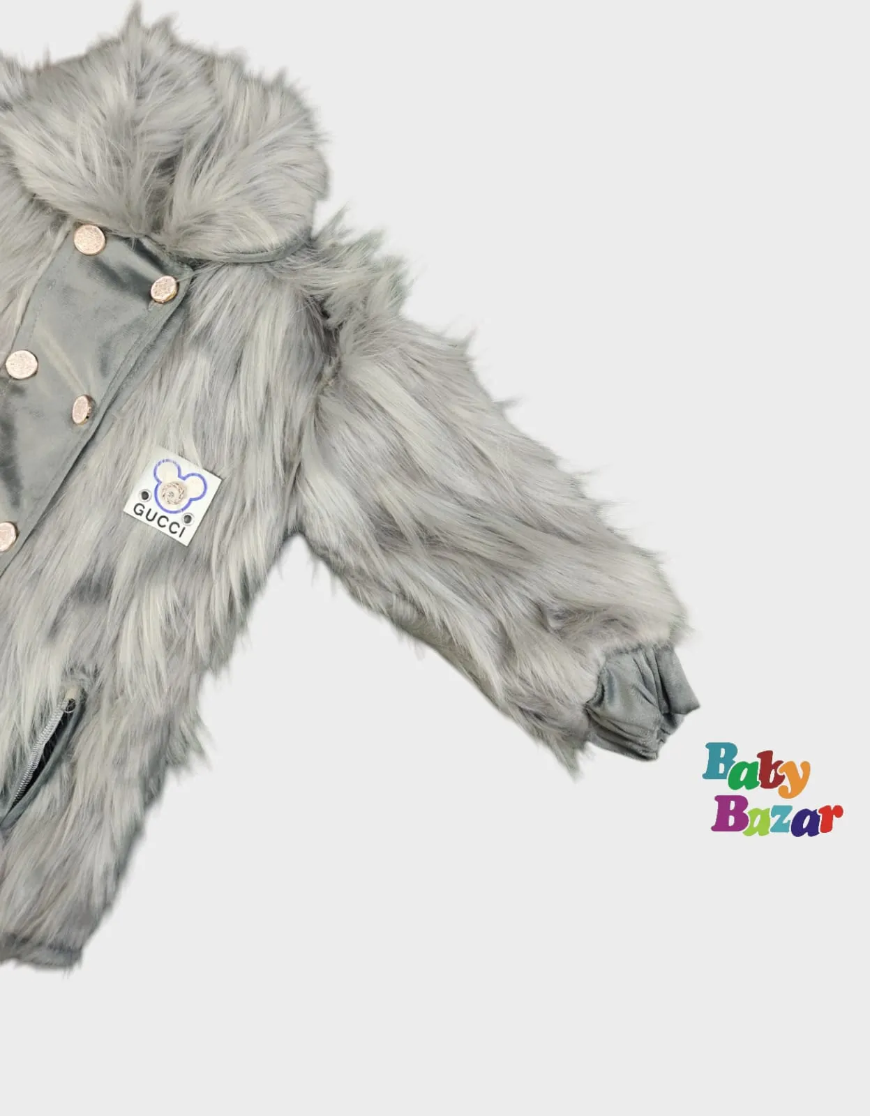 Adorable Baby Girl Winter Dress in Cozy Fur Fabric Stylish & Warm - Grey