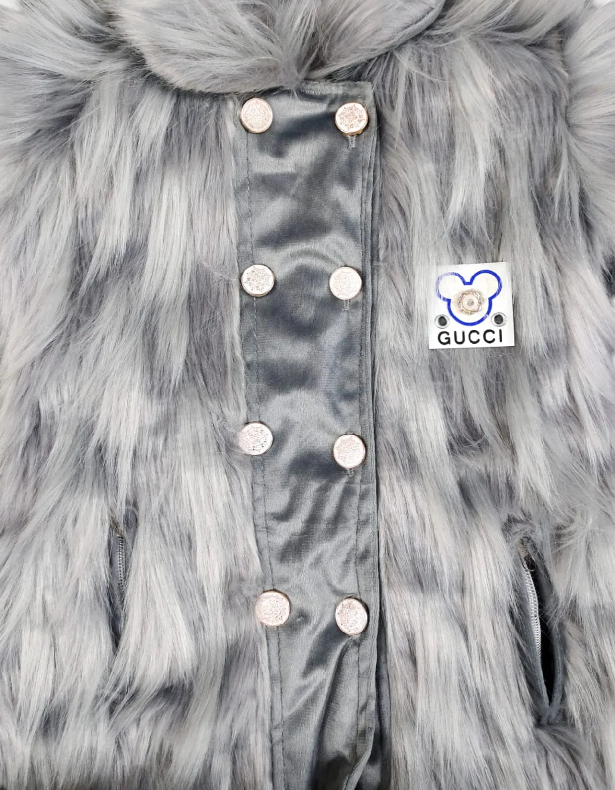 Adorable Baby Girl Winter Dress in Cozy Fur Fabric Stylish & Warm - Grey