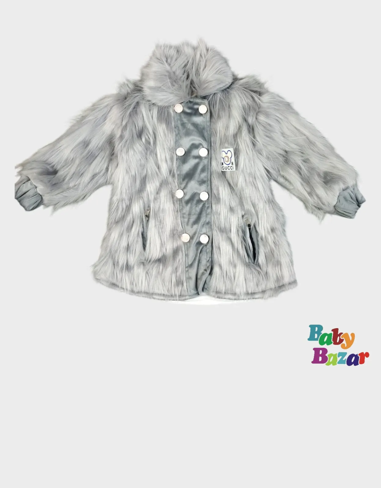 Adorable Baby Girl Winter Dress in Cozy Fur Fabric Stylish & Warm - Grey