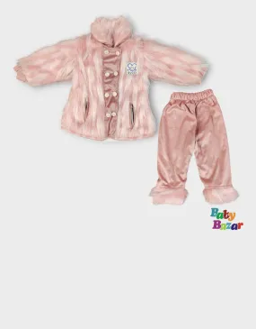 Adorable Baby Girl Winter Dress in Cozy Fur Fabric Stylish & Warm - Pink