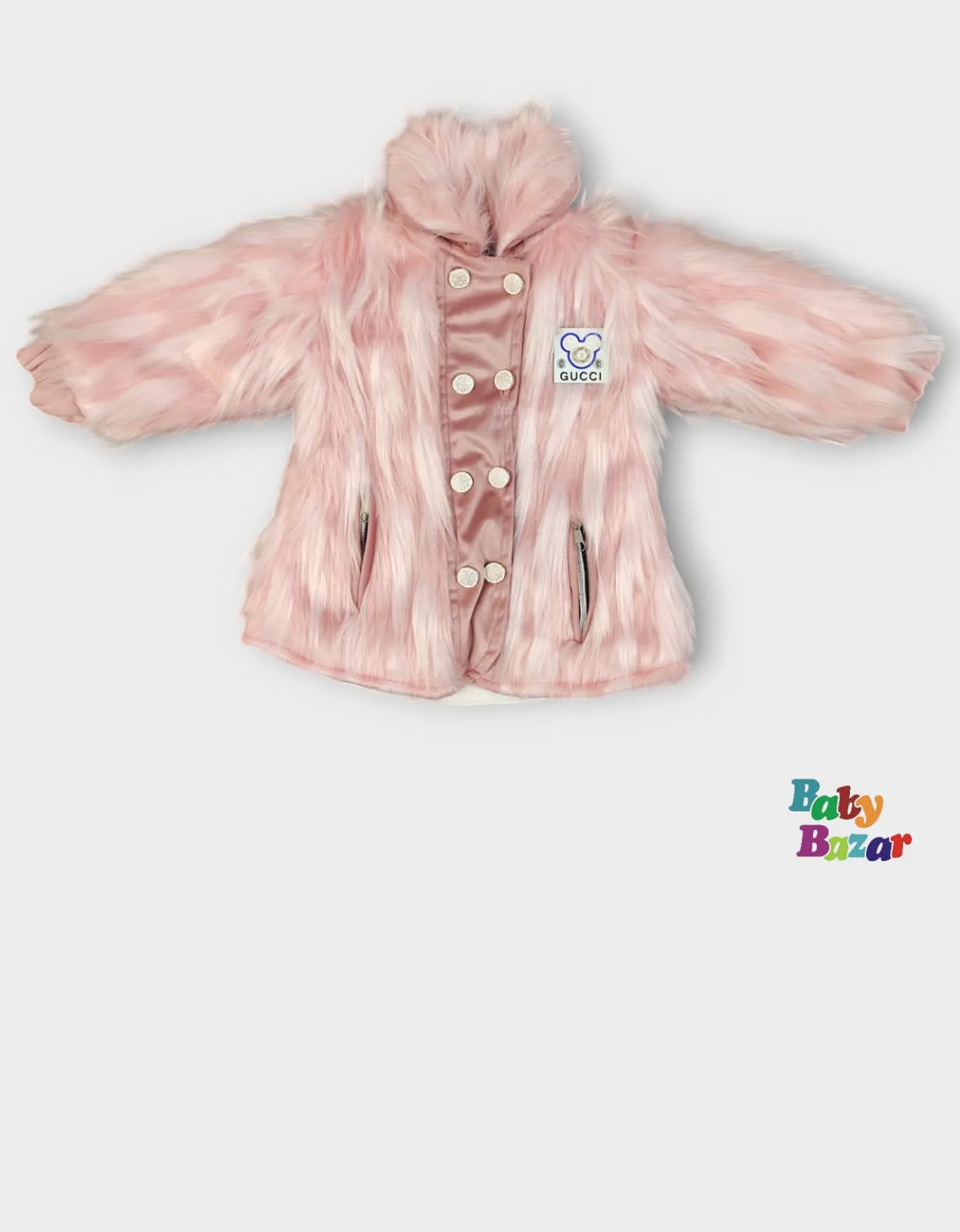 Adorable Baby Girl Winter Dress in Cozy Fur Fabric Stylish & Warm - Pink