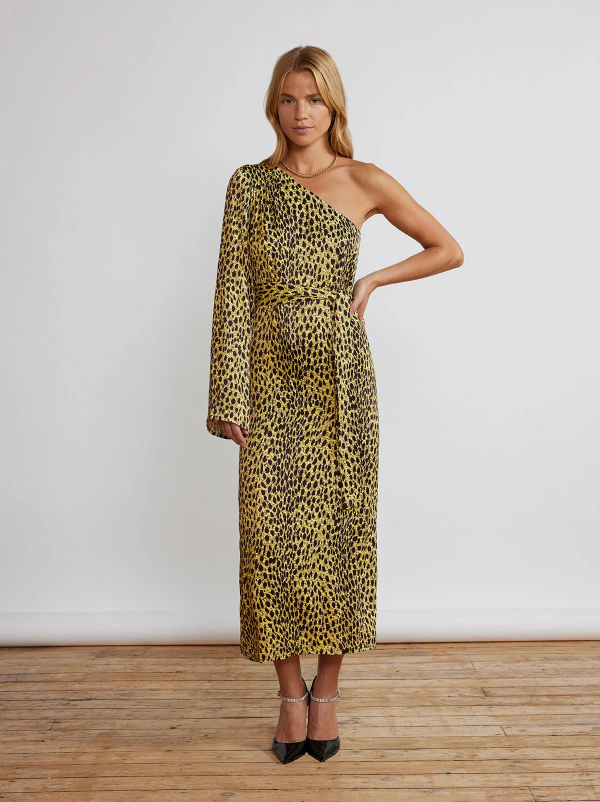Amber Cheetah Print One Shoulder Dress