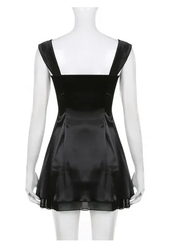 Amozae-nye outfits back to school dress  Sleeveless Square Neckline A-Line Mini Dress