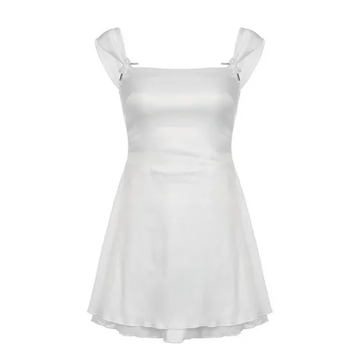 Amozae-nye outfits back to school dress  Sleeveless Square Neckline A-Line Mini Dress