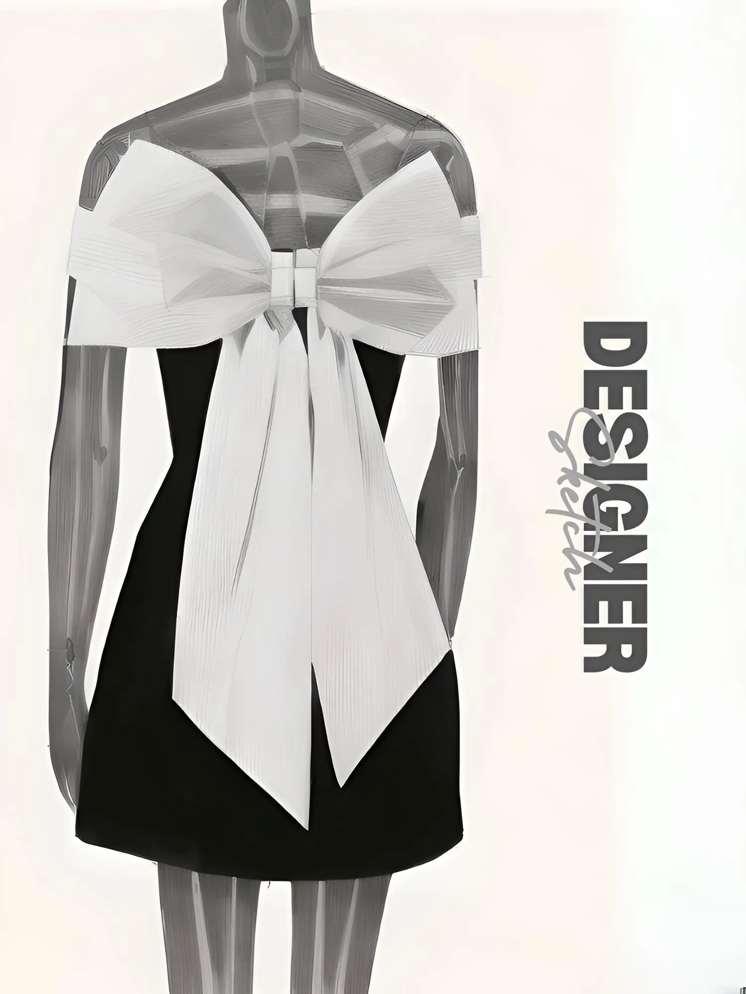 Back Big Bow Black and White Dress Fashion Off Shoulder High Waist Sleeveless Backless Mini Dresses Autumn New Party Dresses