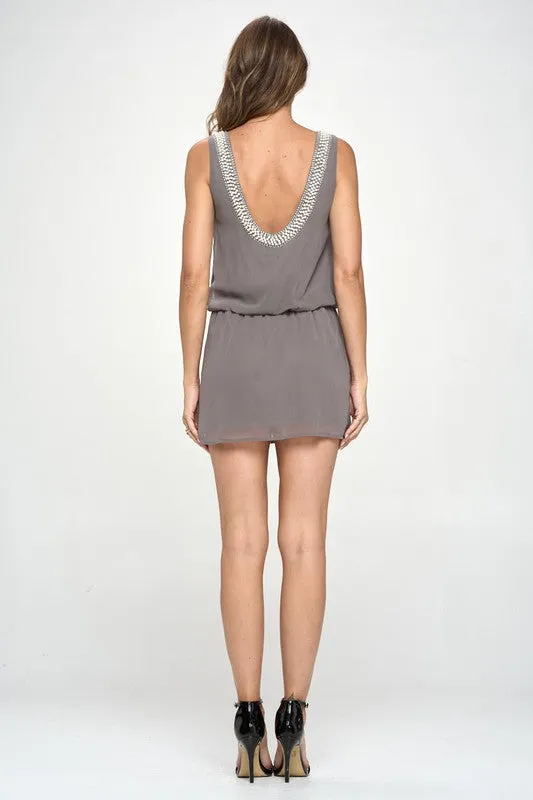 Bead details cami mini dress