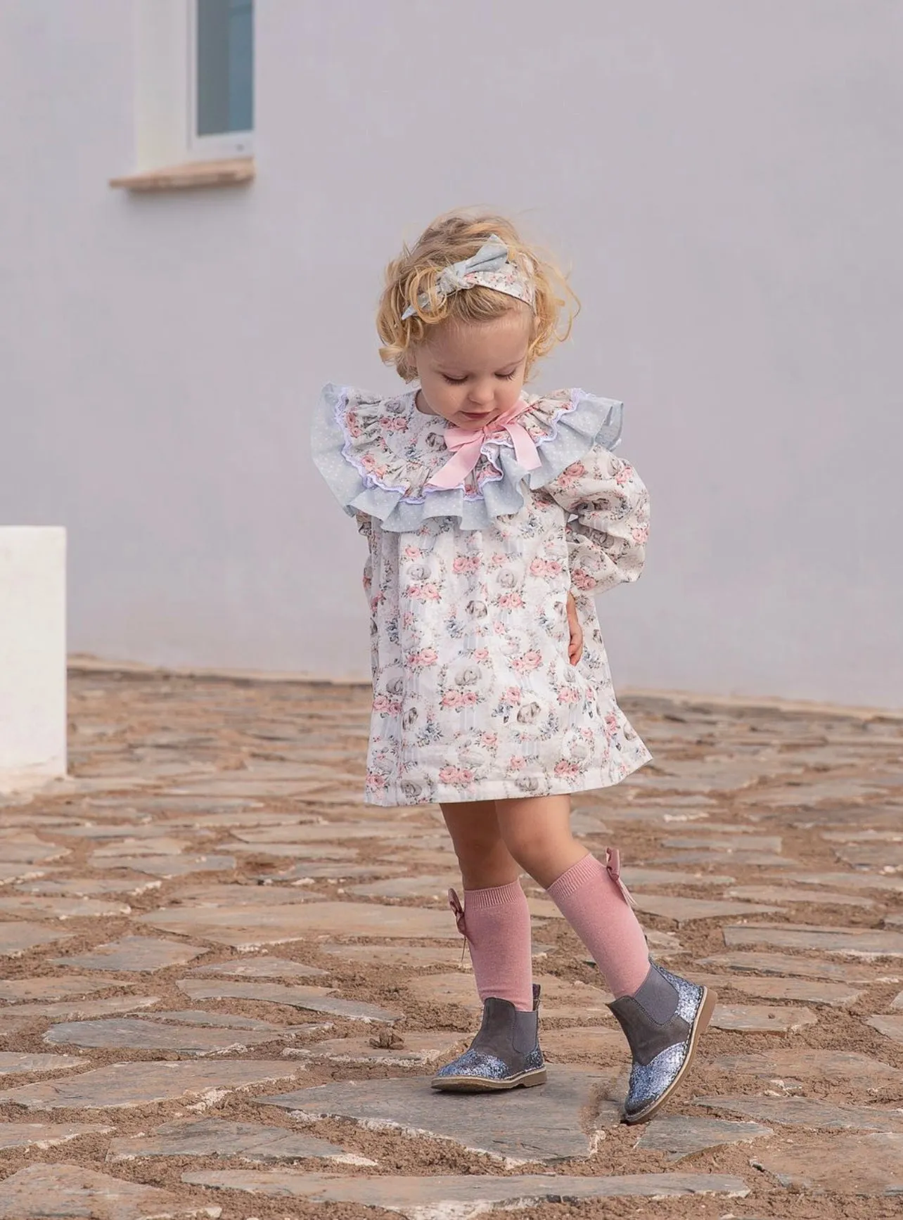 Beautiful Bunny Print Dress with Frill Details.