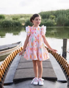 Beautiful Multicoloured Dress with frill details.