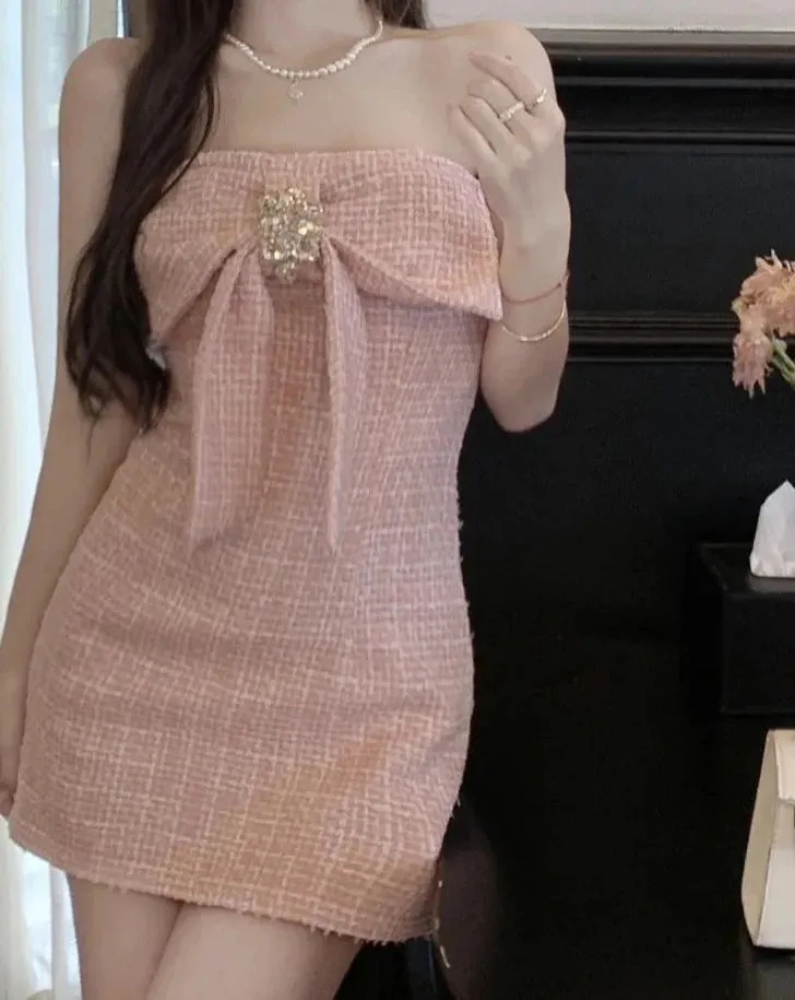 BELLA Tweed Strapless Mini Dress