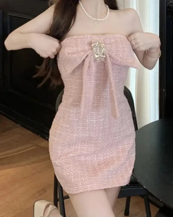 BELLA Tweed Strapless Mini Dress