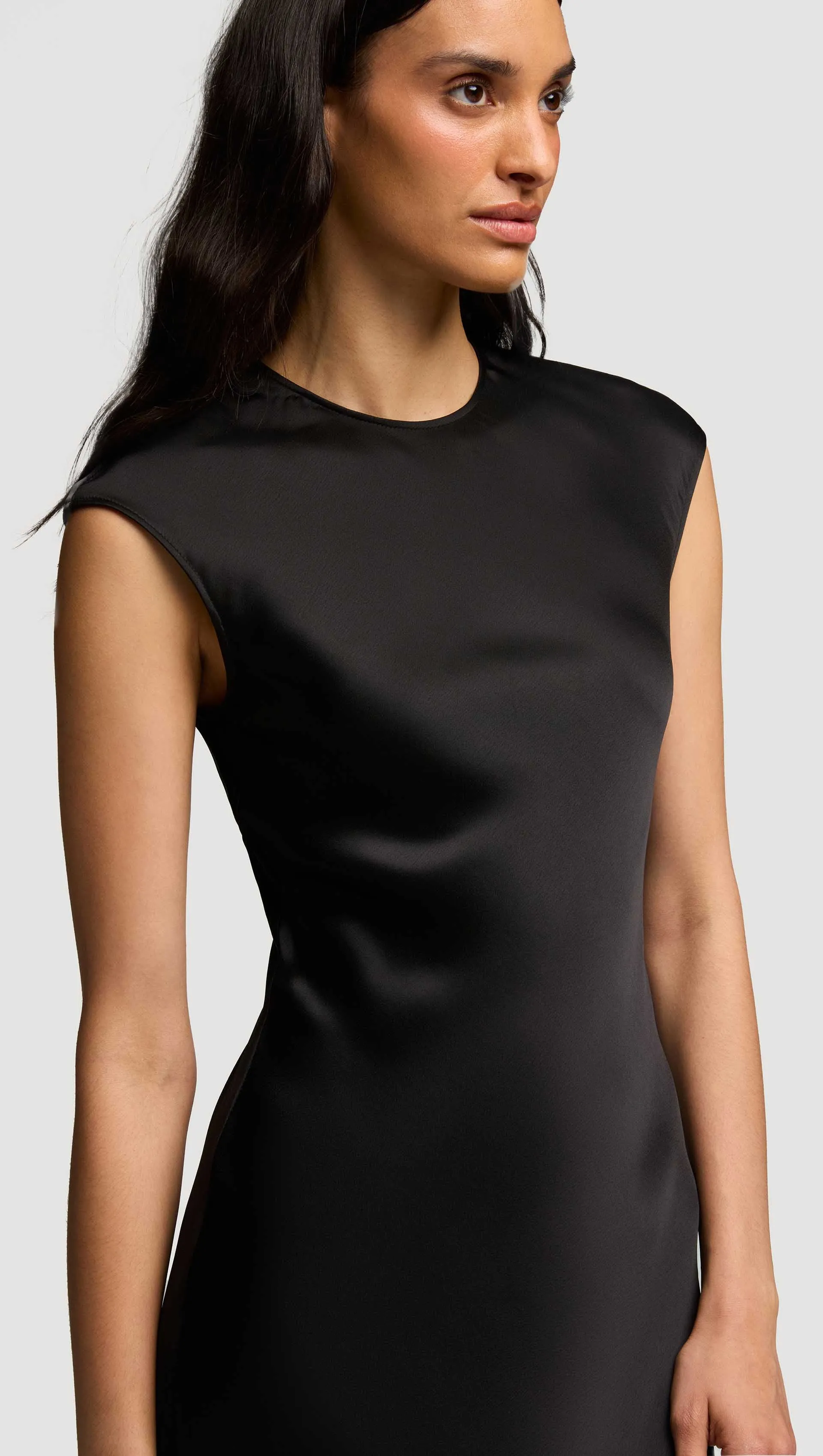 Bias Dress in Viscose Satin | Black