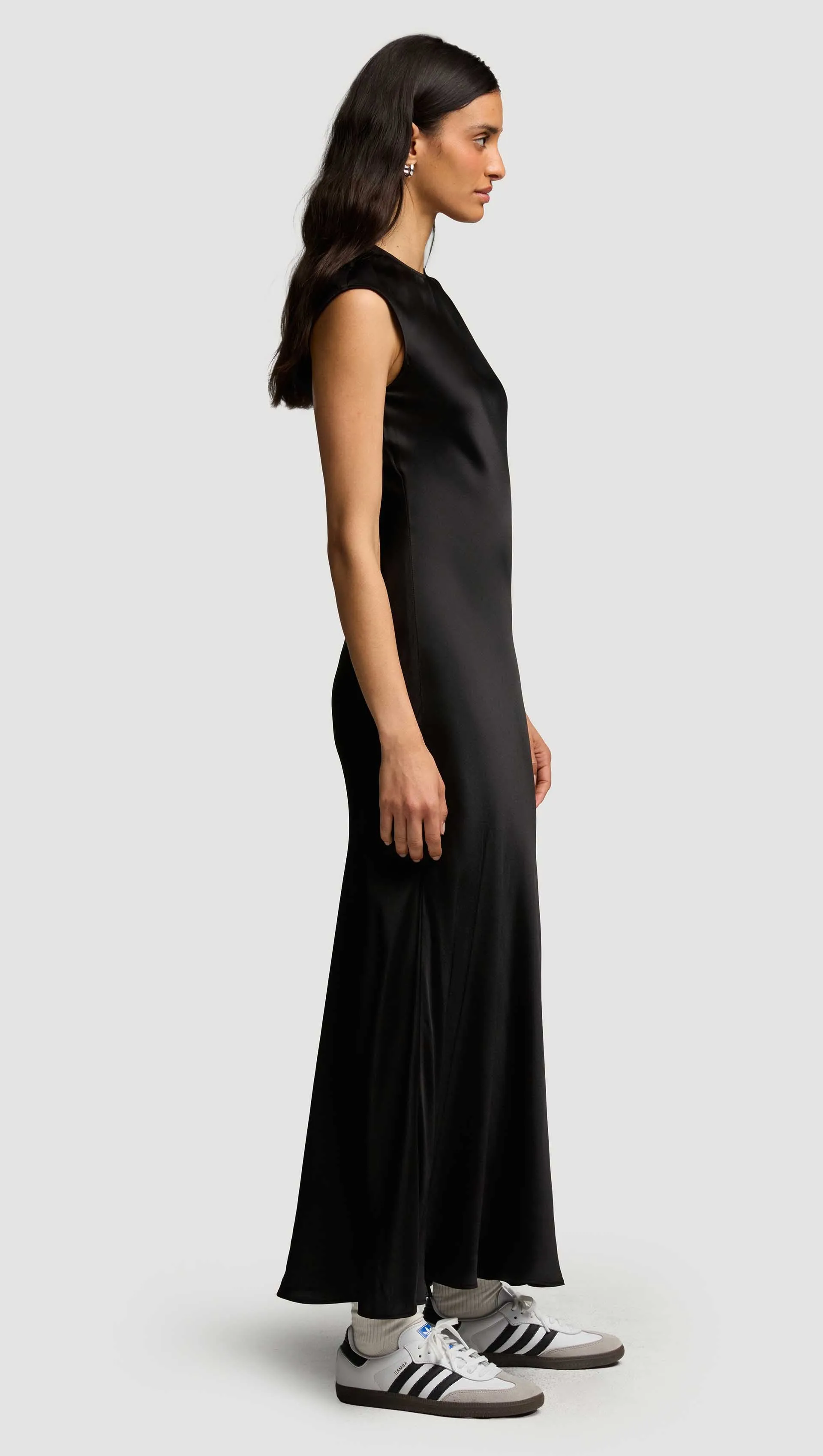 Bias Dress in Viscose Satin | Black