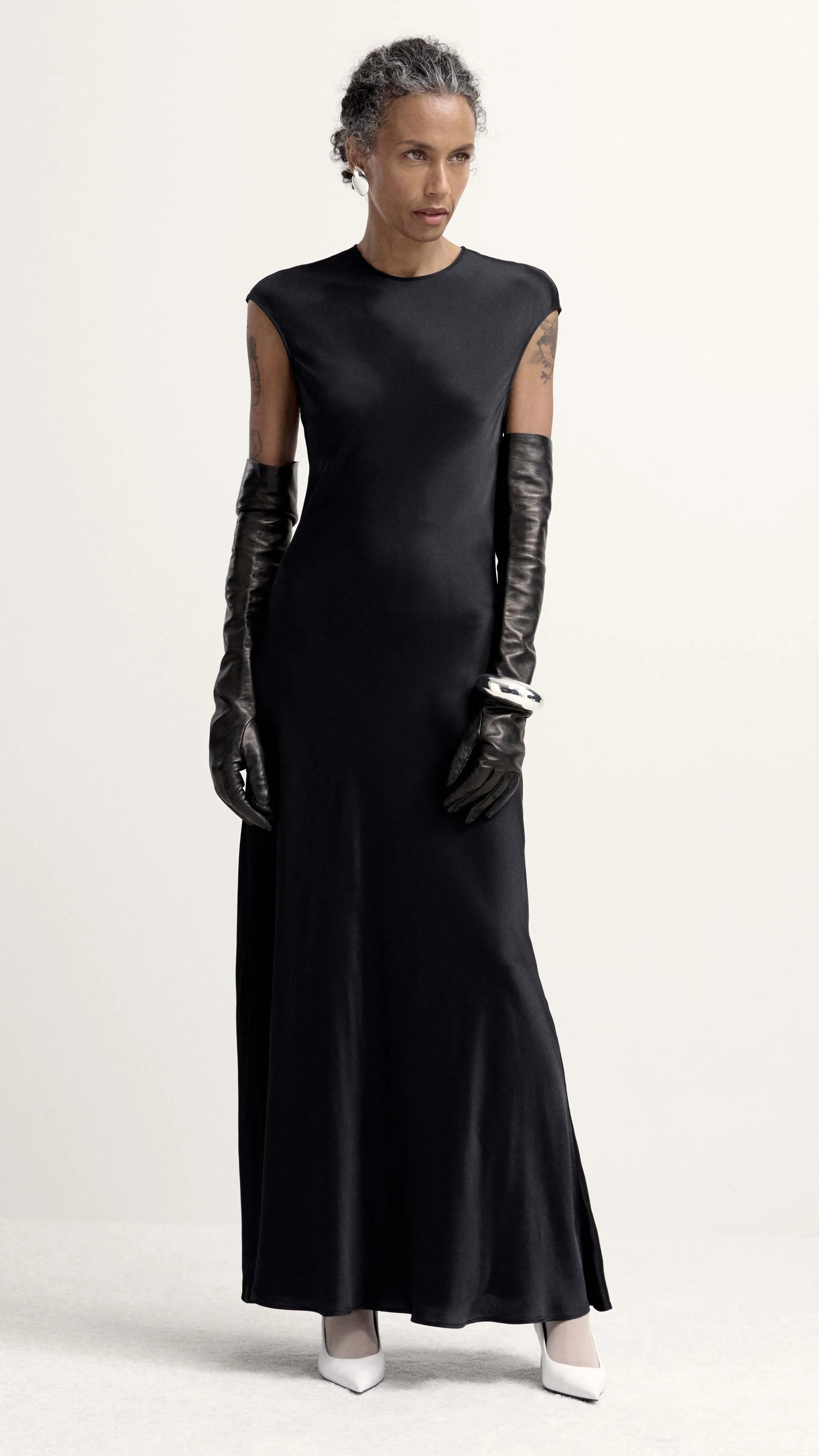 Bias Dress in Viscose Satin | Black