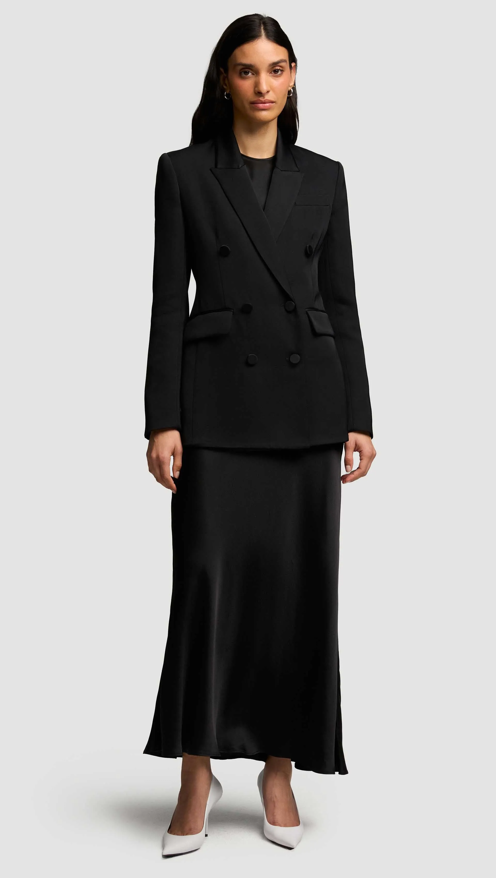 Bias Dress in Viscose Satin | Black
