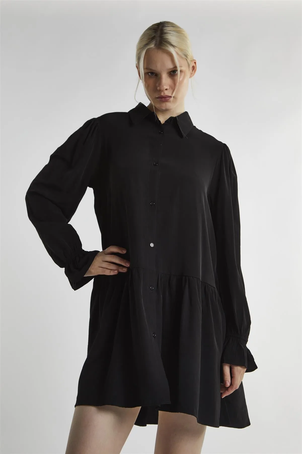 Black Collared Mini-Dress