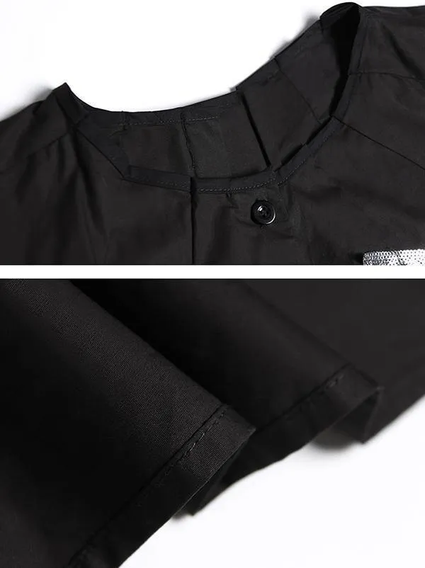Black Oversize Asymmetric Stars Dress
