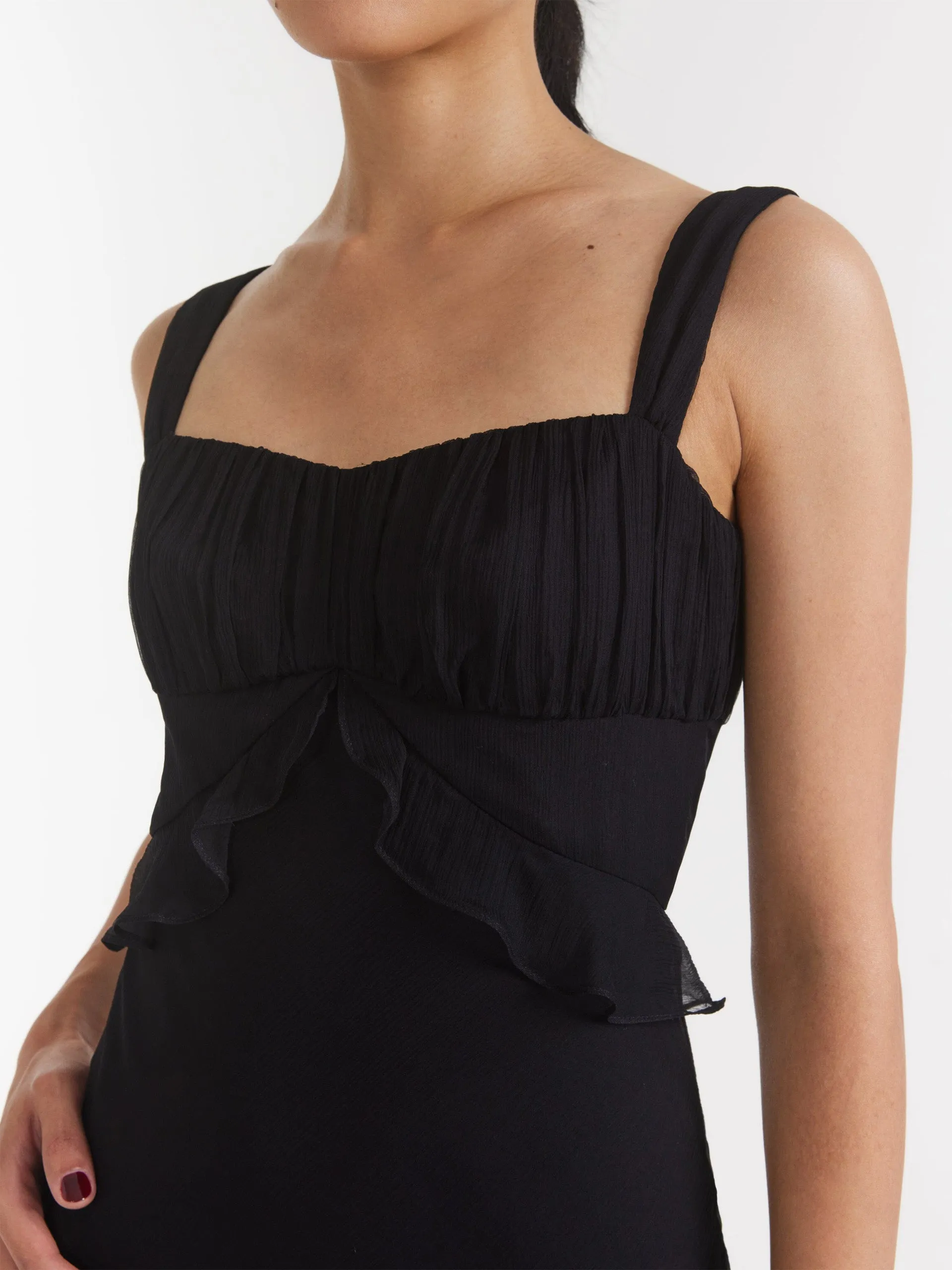 Black silk Chandra maxi dress