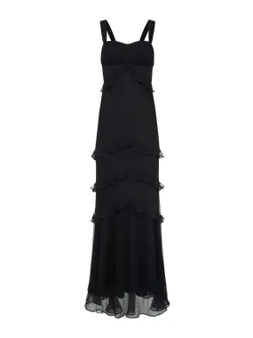 Black silk Chandra maxi dress