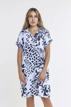 Blanche Petal Short Sleeve Linen Dress (DSS130P)