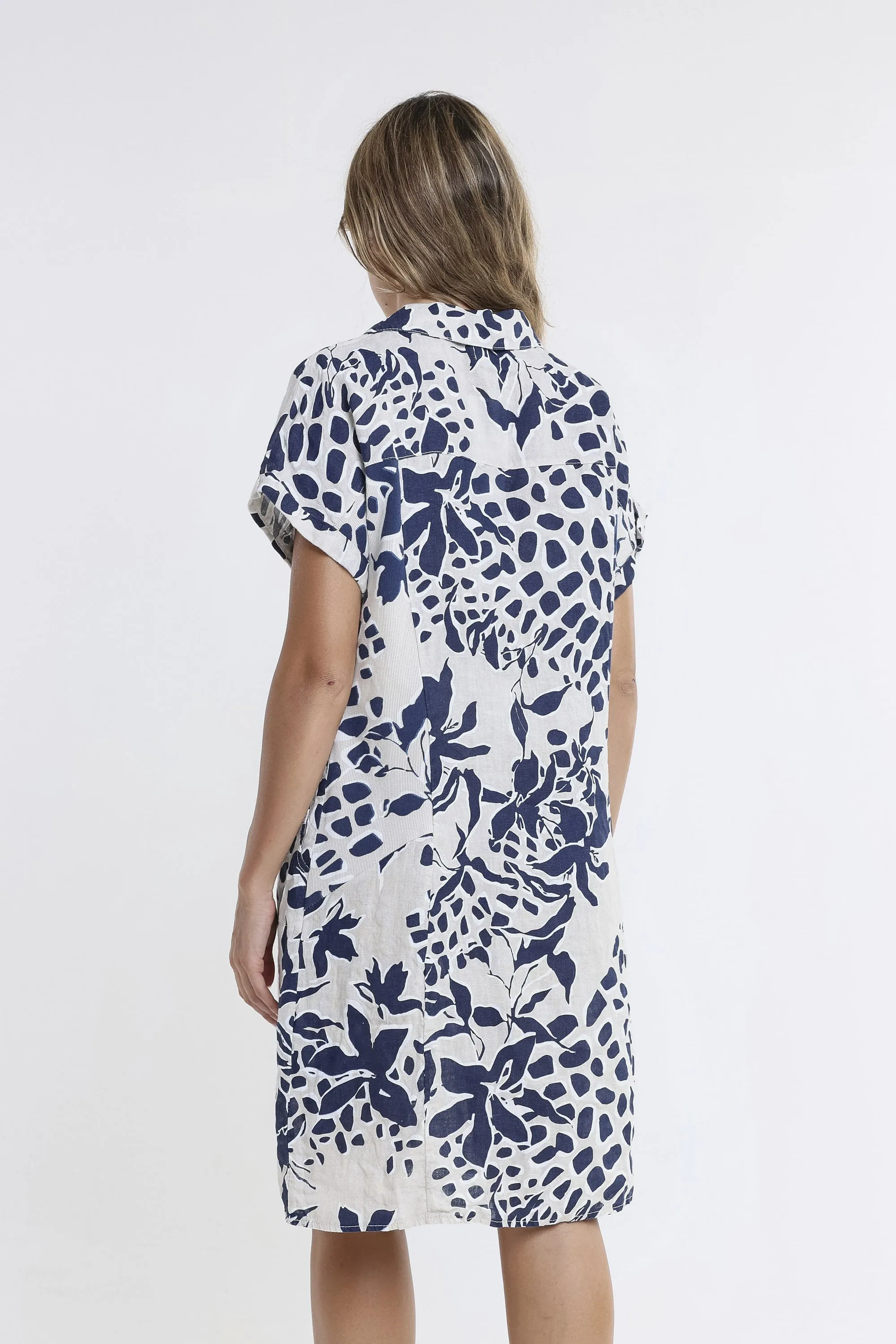 Blanche Petal Short Sleeve Linen Dress (DSS130P)