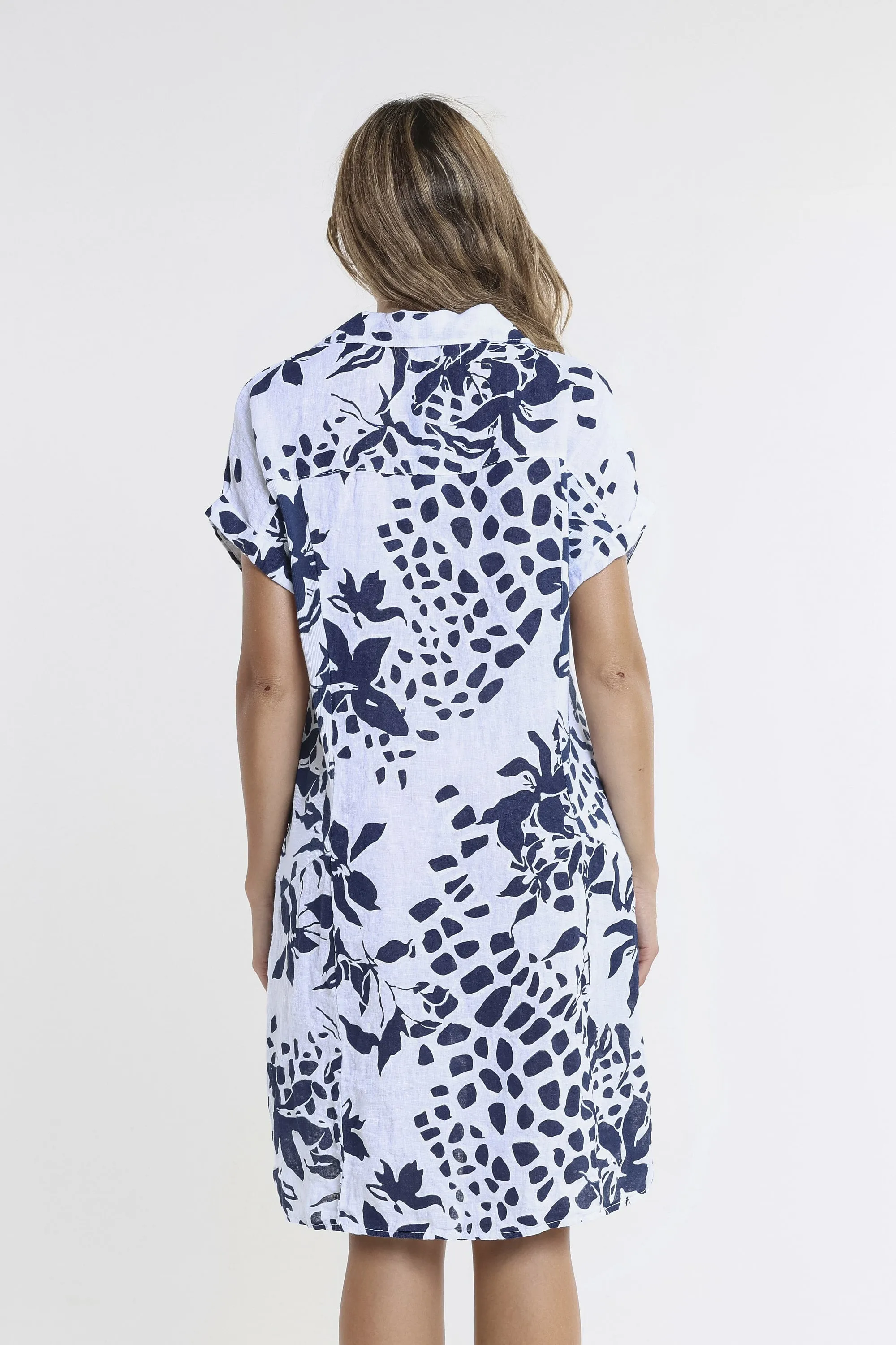 Blanche Petal Short Sleeve Linen Dress (DSS130P)