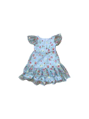 Bonnie Jean Blue Embroidered Mesh Dress
