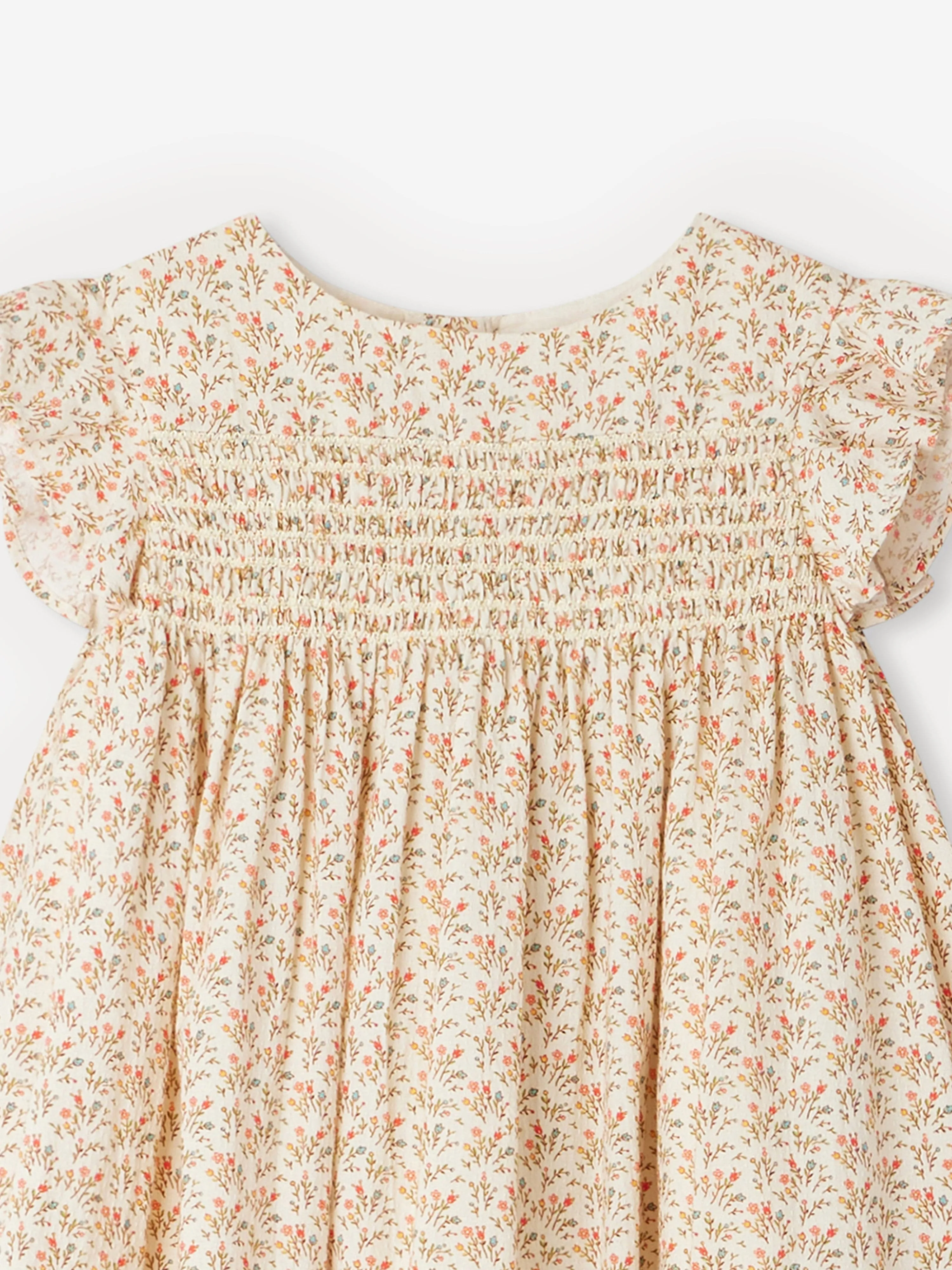 Bonpoint Girls Colombine Floral Dress in Beige