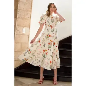 Botanical Bliss Puff Sleeve Floral Maxi Dress