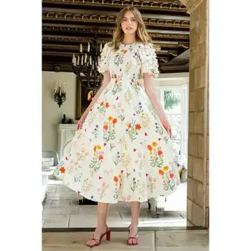 Botanical Bliss Puff Sleeve Floral Maxi Dress