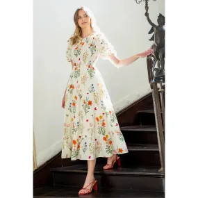 Botanical Bliss Puff Sleeve Floral Maxi Dress