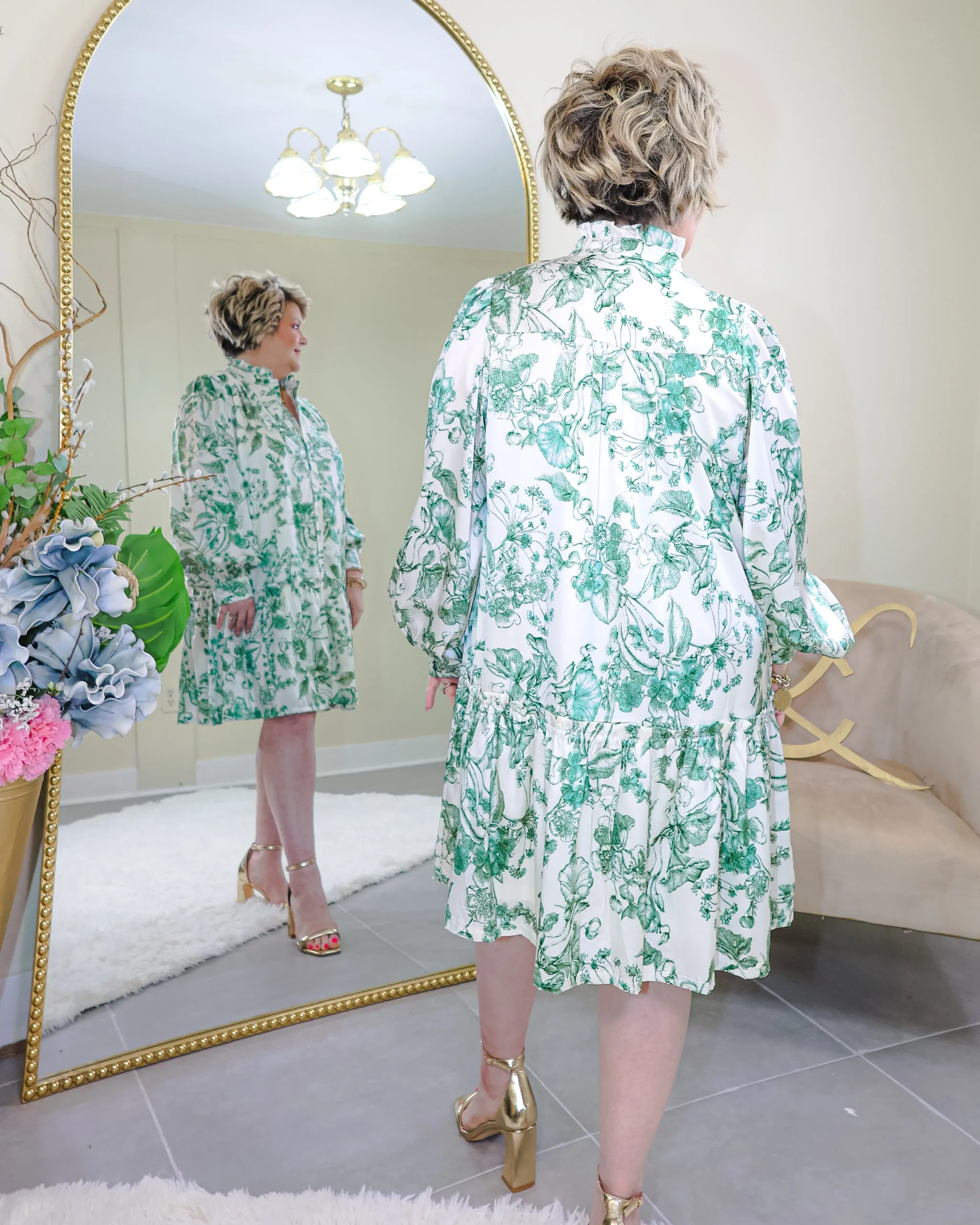 Botanical Dreams Drop Waist Mini Dress