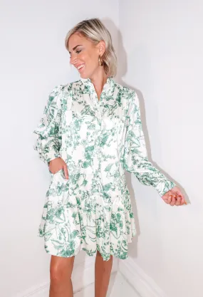 Botanical Dreams Drop Waist Mini Dress