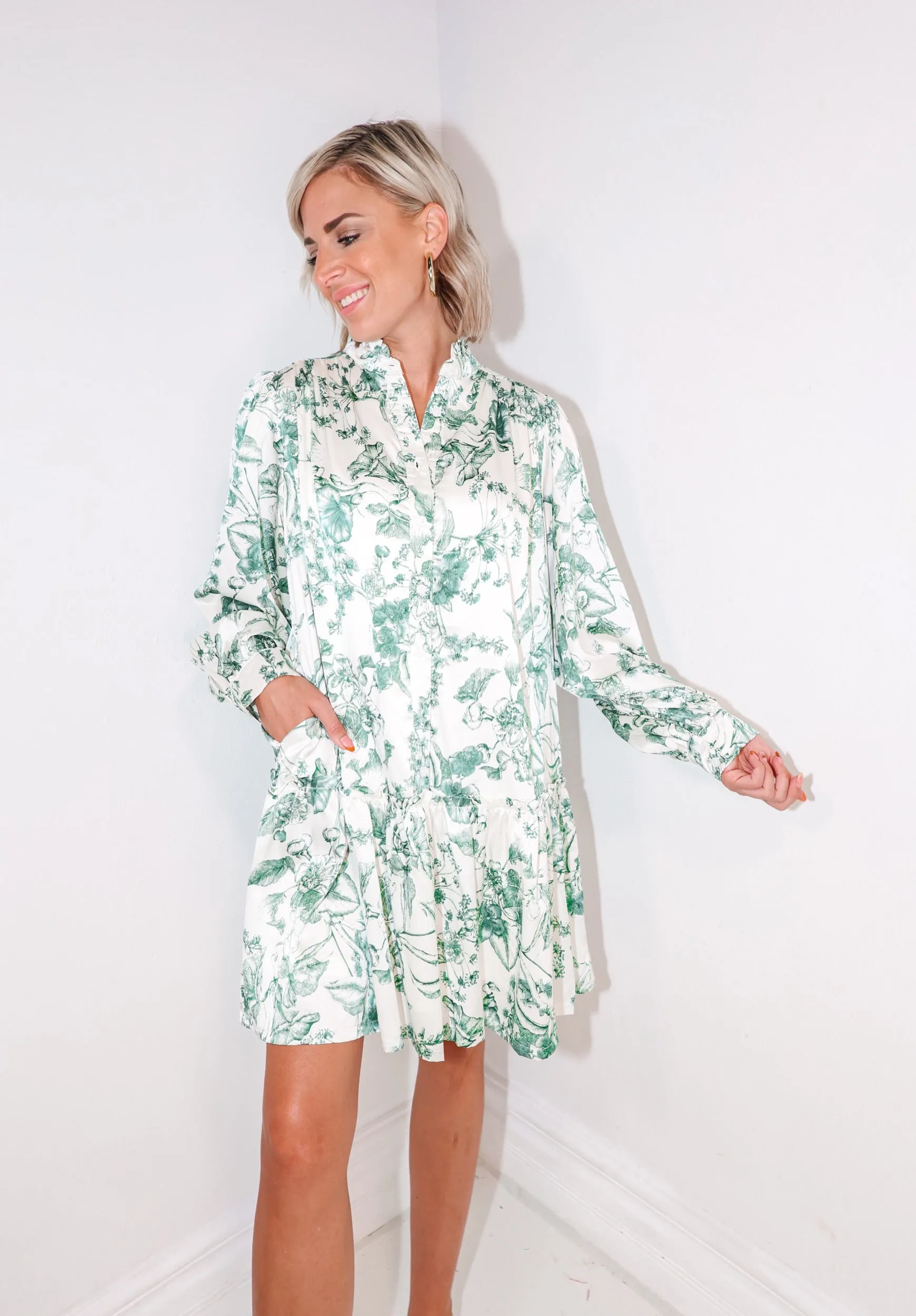 Botanical Dreams Drop Waist Mini Dress