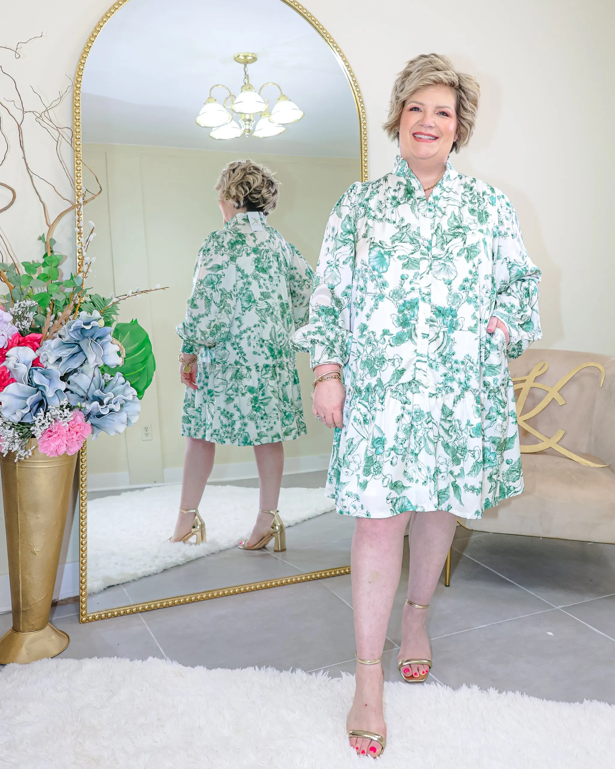 Botanical Dreams Drop Waist Mini Dress