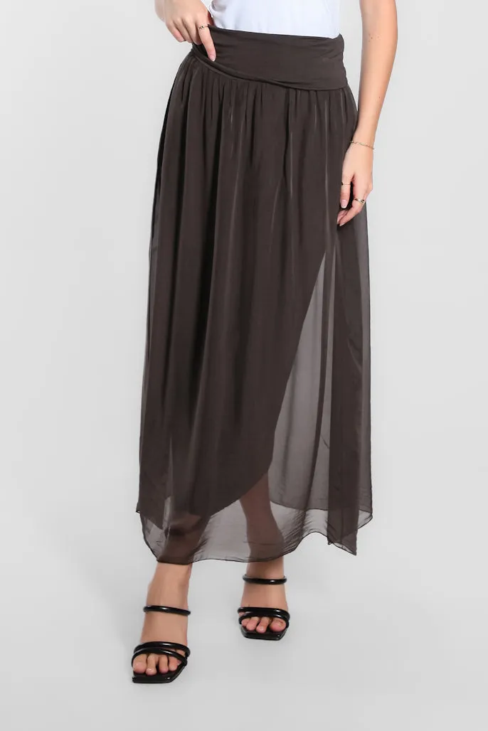 Brenda Silk Foldover Waist Skirt (SL204)