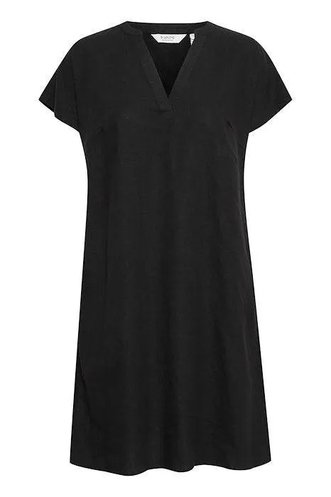 BYoung Falakka Linen Blend Short Sleeve V Neck Woven Loose Dress