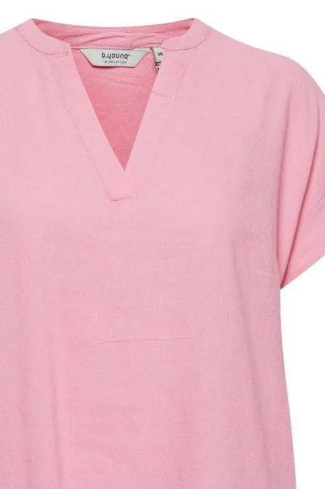 BYoung Falakka Linen Blend Short Sleeve V Neck Woven Loose Dress
