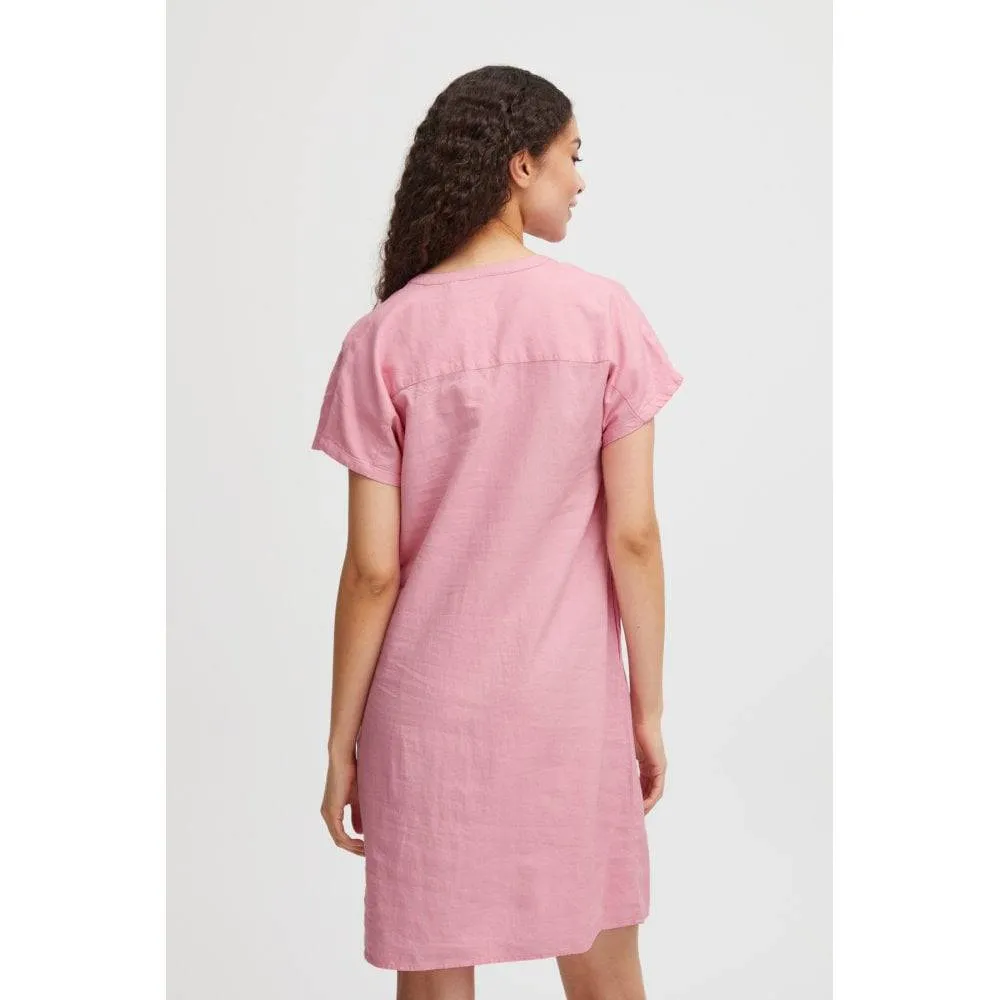 BYoung Falakka Linen Blend Short Sleeve V Neck Woven Loose Dress