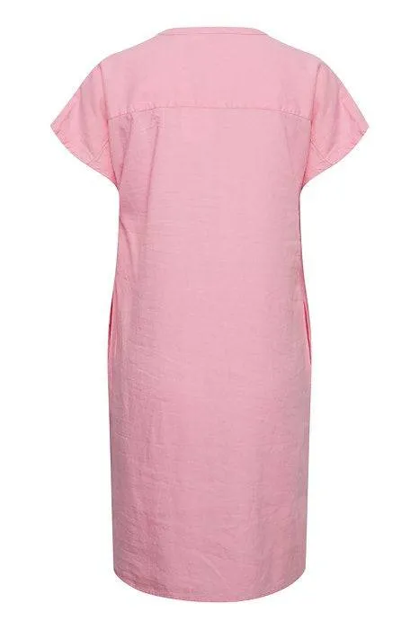 BYoung Falakka Linen Blend Short Sleeve V Neck Woven Loose Dress