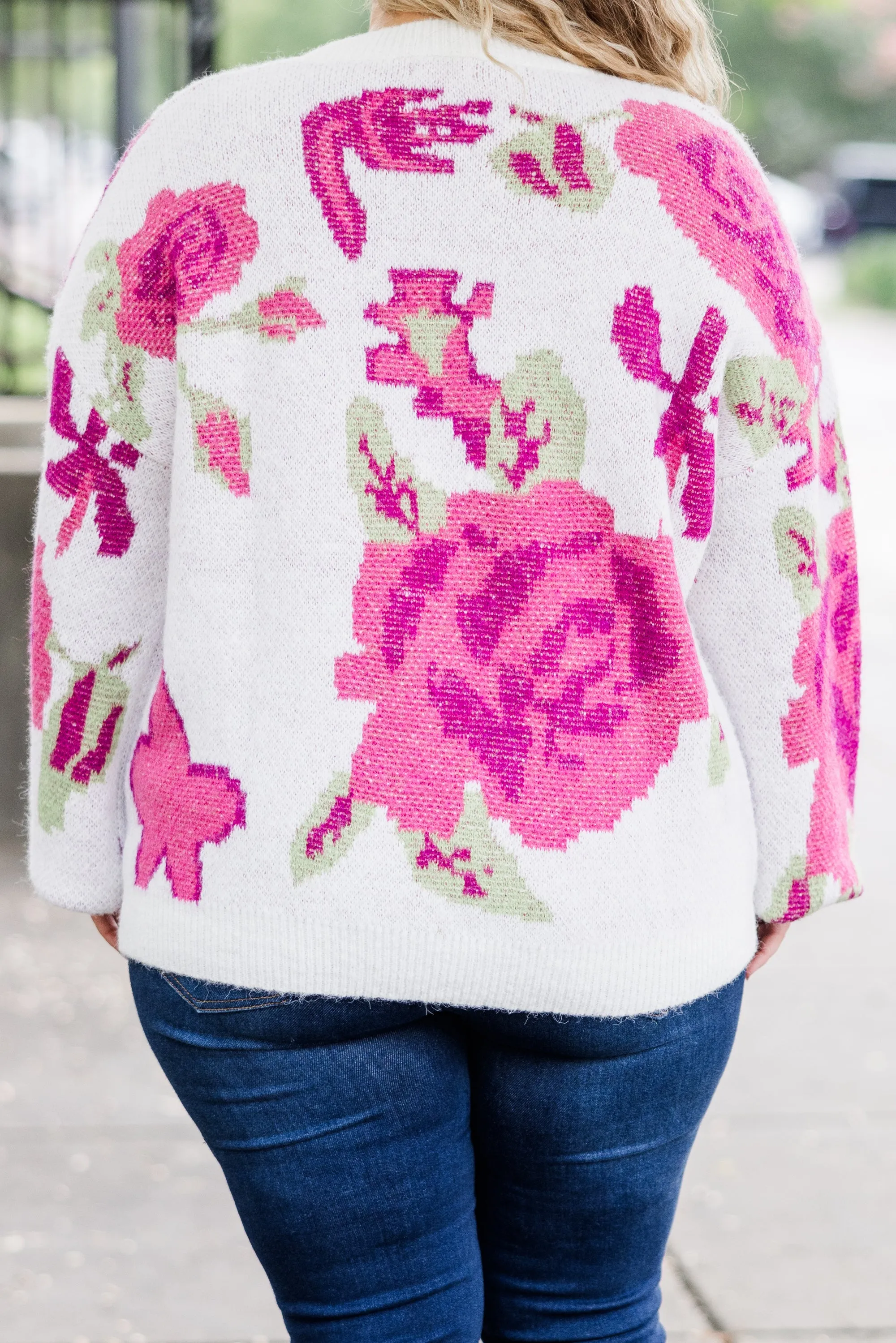 Cherry Blossoms Kisses Sweater, White