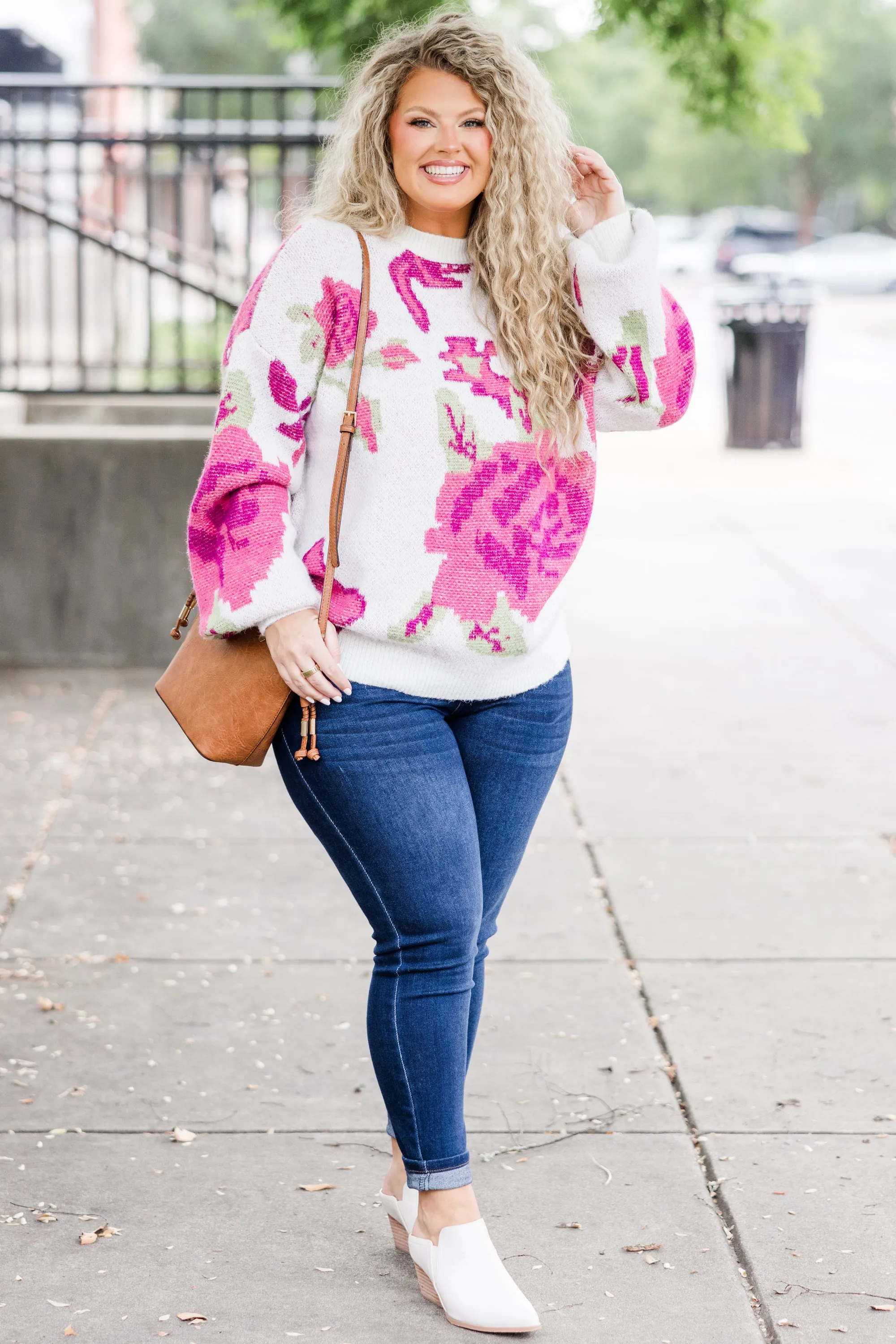 Cherry Blossoms Kisses Sweater, White