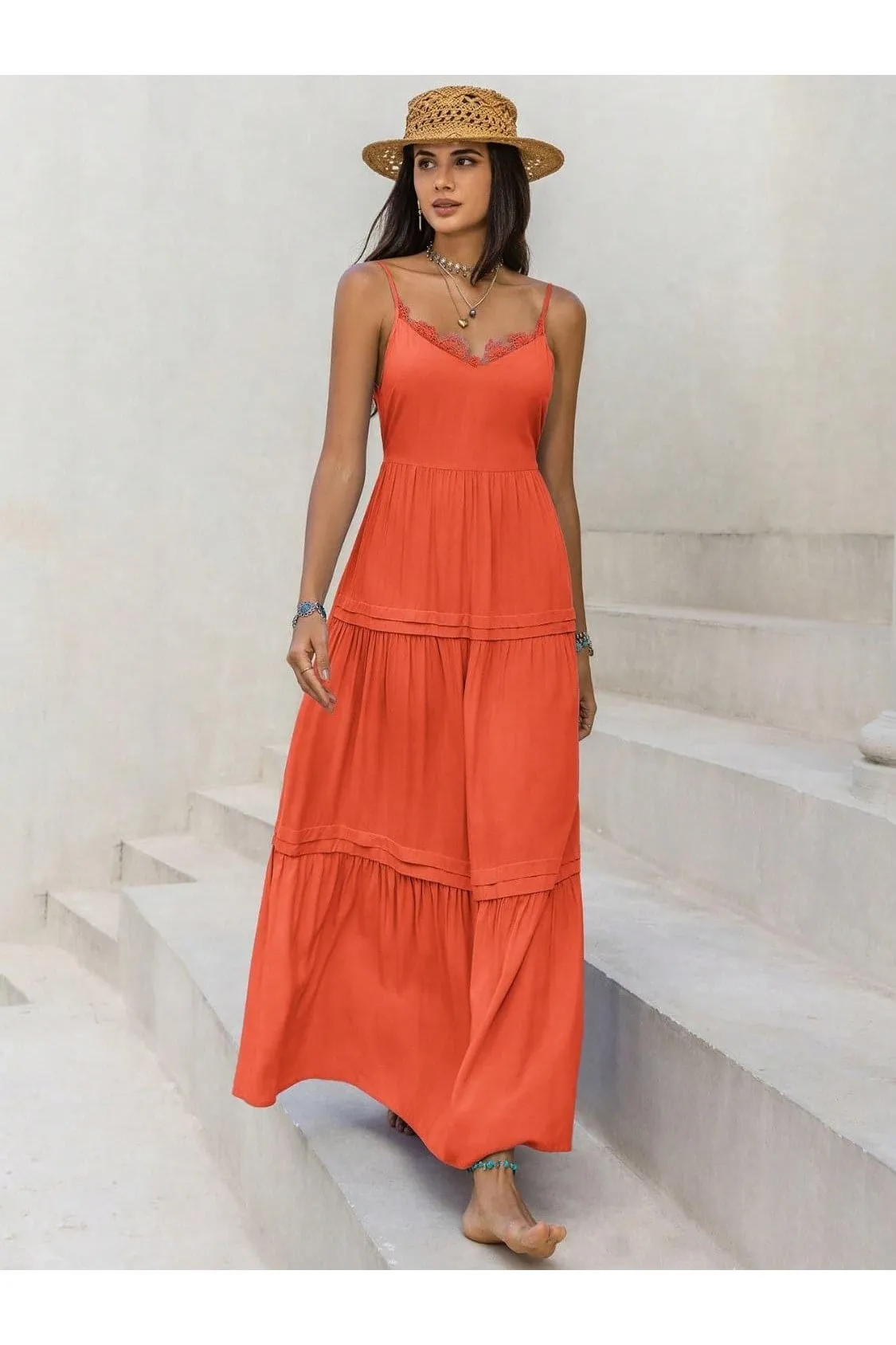 Christine Lace Detail V-Neck Cami Dress