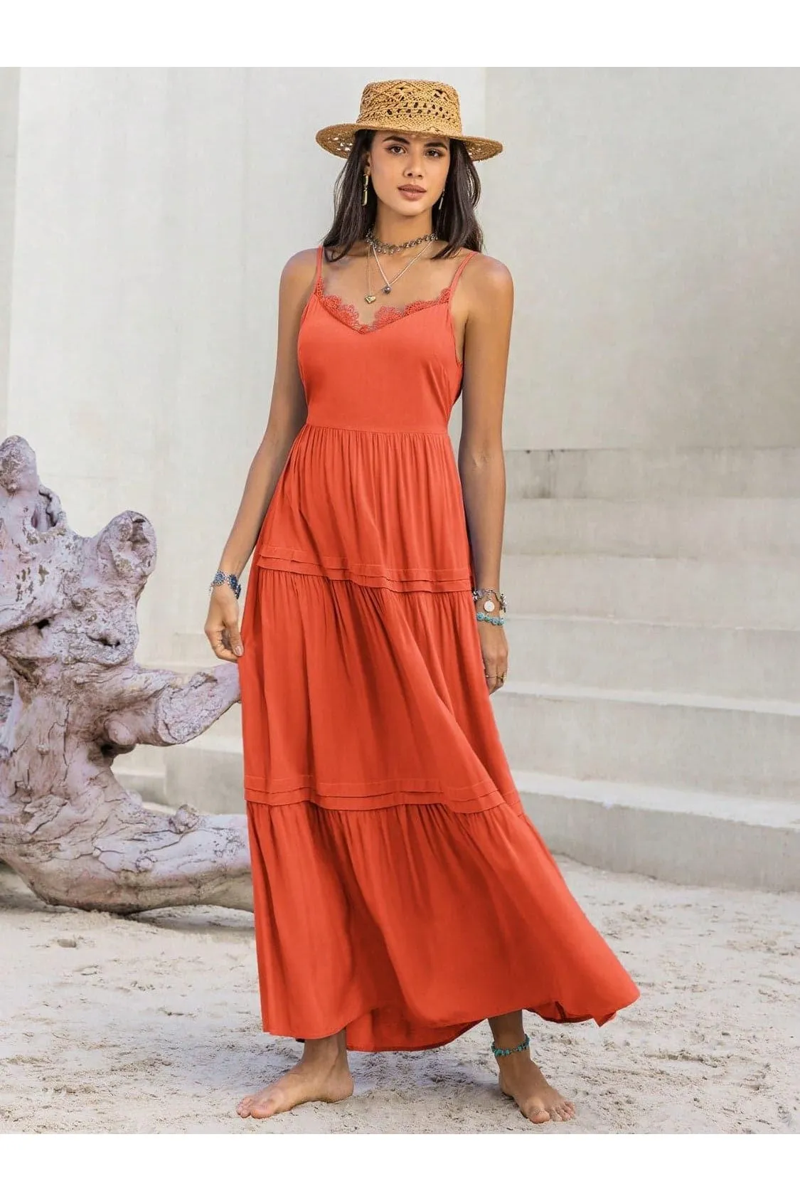 Christine Lace Detail V-Neck Cami Dress