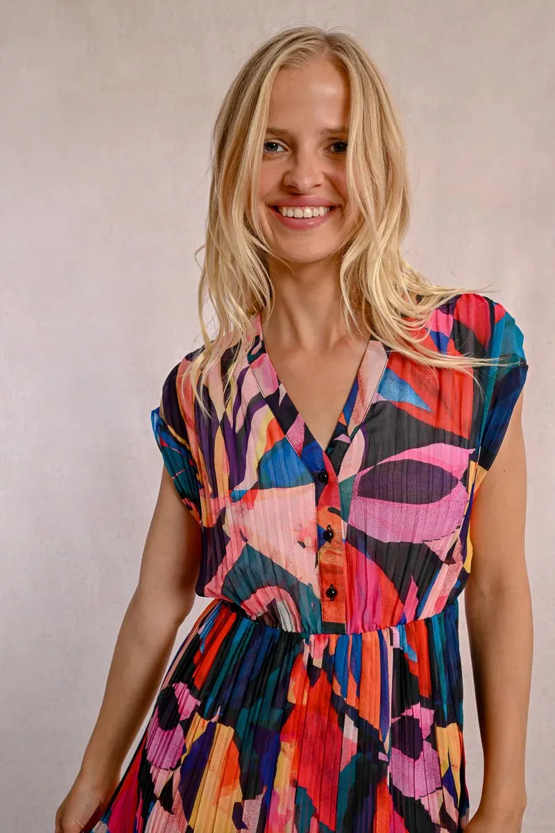 Colorful Pleated Dress