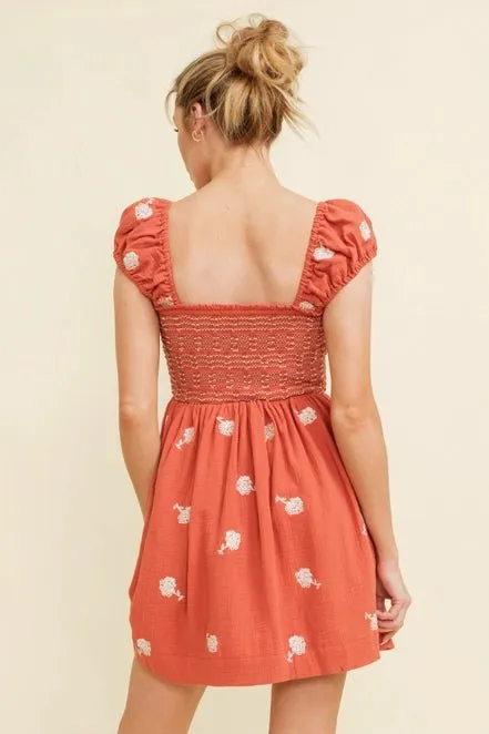 Country Lane Embroidered Mini Dress