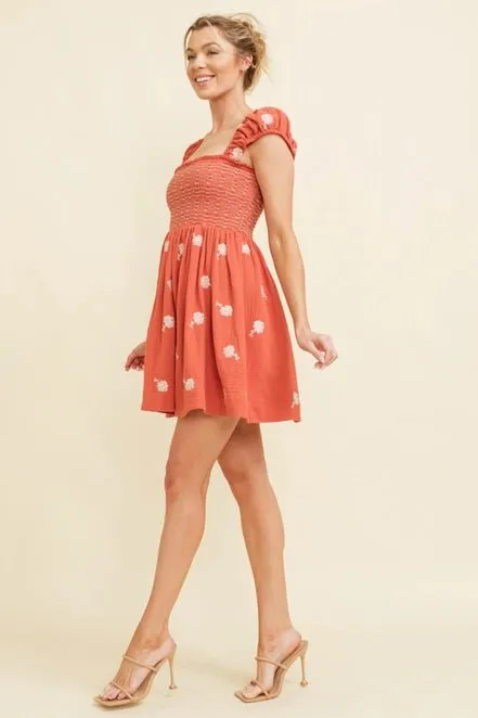 Country Lane Embroidered Mini Dress